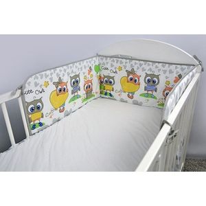 Aparatoare patut 120x60 cm Owls hearts grey imagine