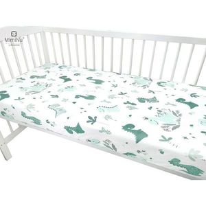 Cearceaf cu elastic pentru patut 140X70 cm din bumbac Dino mint MimiNu imagine