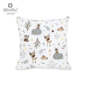 Perna clasica de dormit cu husa detasabila cu fermoar din bumbac 40x40 cm Forest friends GreyBeige imagine