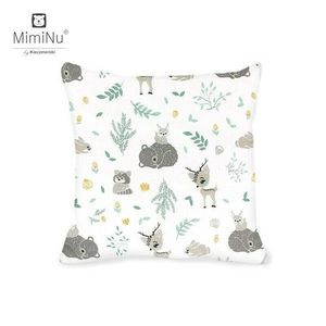 Perna clasica de dormit cu husa detasabila cu fermoar din bumbac 40x40 cm Forest friends GreyMint imagine