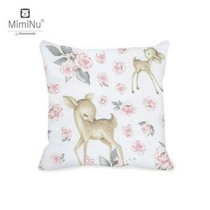 Perna clasica de dormit cu husa detasabila cu fermoar din bumbac 40x40 cm Sweet Deer Pink imagine