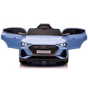 Masinuta electrica cu roti Eva si scaun piele Audi E Tron Light Blue imagine