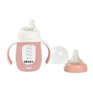 Biberon de invatare 2 in 1 Beaba 210 ml Old Pink imagine