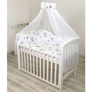 Set lenjerie din bumbac cu protectie laterala pentru pat bebe 120 x 60 cm Caprioara mica Amy imagine