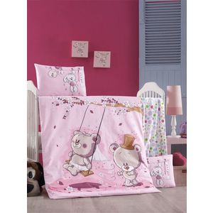 Set lenjerie 6 piese Bumbac Ranforce Pink Dream 120x60 cm imagine