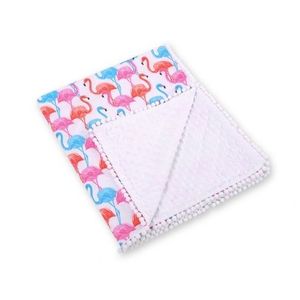 Paturica din bumbac cu doua fete 90x75 cm Minky Flamingo imagine