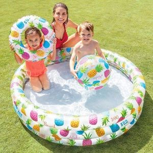 Set piscina gonflabila pentru copii + colac + minge Intex 59469 132 x 28 cm Multicolor imagine