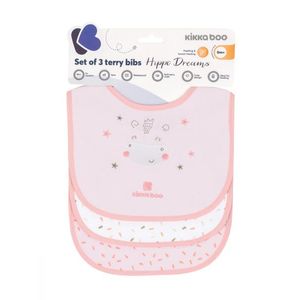 Set 3 bavete KikkaBoo Terry cu inchidere velcro Hippo Dreams Pink imagine