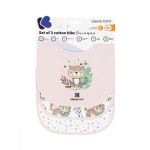 Set 3 bavete KikkaBoo cu inchidere cu velcro Savanna Pink imagine