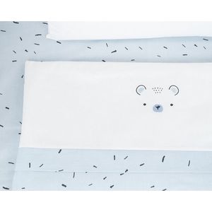 Set lenjerie patut 5piese KikkaBoo cu broderie Mini Cot Bear with me Blue 80x50 cm imagine