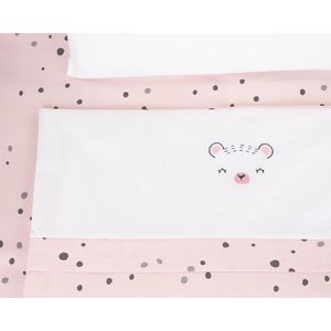 Set lenjerie patut 5piese KikkaBoo cu broderie Mini Cot Bear with me Pink 80x50 cm imagine