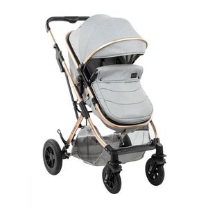 Carucior transformabil 3 in 1 KikkaBoo cu sezut reversibil, cadru din aluminiu, suspensii, copertina XXL, geanta mamici, suport pahar si husa pentru picioare incluse Kaia Light Grey imagine