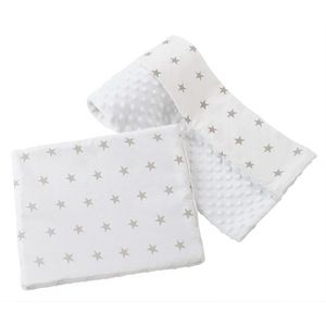 Set paturica 75x100 cm si perna 35x30 cm Minky Stars White imagine