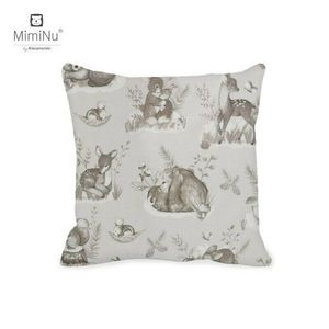 Perna clasica de dormit cu husa detasabila cu fermoar din bumbac 40x40 cm design calm forest beige MimiNu imagine