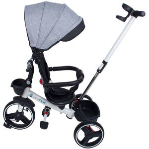 Tricicleta pliabila Impera Kidscare scaun rotativ copertina de soare maner pentru parinti gri, roti din cauciuc, dispozitiv de franare, suport pentru pahar si cos depozitare jucarii imagine