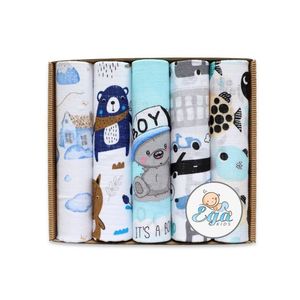 Set 5 scutece din muselina 70x80 cm Eco Box Blue Boy imagine