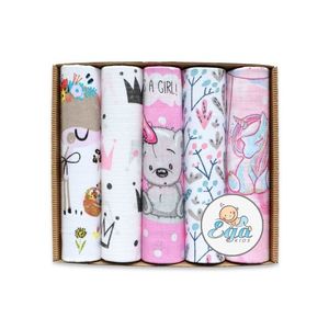 Set 5 scutece din muselina 70x80 cm Eco Box Pink Girl imagine