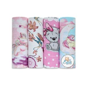 Set 4 scutece din bumbac Lux 70x80 cm model Pink Girl 5929 imagine