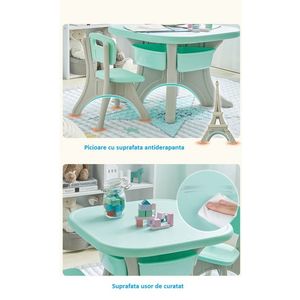 Set masuta cu doua scaunele Nichiduta Learning Table Yellow imagine