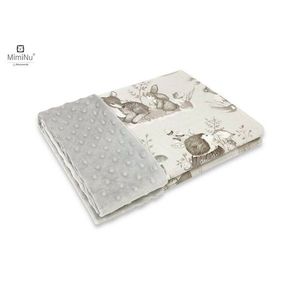 Paturica pufoasa cu doua fete MimiNu 75x100 cm tesatura minky si bumbac Calm Forest Beige imagine