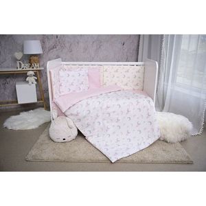 Set lenjerie pat Smile bumbac ranforce Pink Moons Stars 60 x 120 cm imagine