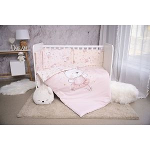 Set lenjerie pat Smile bumbac ranforce Pink Ballerina Bear 60 x 120 cm imagine