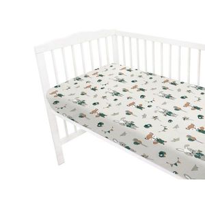 Cearceaf cu elastic Qmini pentru patut 140X70 cm din bumbac Fox and Rabbit Beige imagine