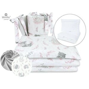 Set lenjerie patut cu 6 piese MimiNu din bumbac cu pilota perna si aparatori laterale 120x60 cm Lulu Rose imagine