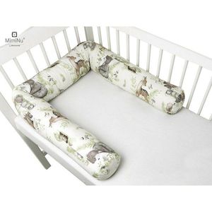 Aparatoare tip rulou pentru patut MimiNu Lungime 180 cm din bumbac Design Calm Forest Natural imagine