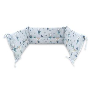 Aparatoare pentru patut Qmini din bumbac 180x30 cm cu panglici Fox and Rabbit Blue imagine