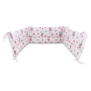 Aparatoare pentru patut Qmini din bumbac 180x30 cm cu panglici Fox and Rabbit Pink imagine