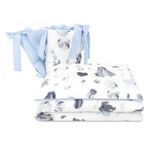 Lenjerie patut cu 4 piese MimiNu din bumbac cu protectii laterale 120x60 cm Baby Shower Blue imagine