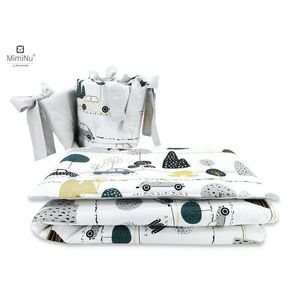 Lenjerie patut cu 4 piese MimiNu din bumbac cu protectii laterale 120x60 cm Childrens Journey Grey imagine