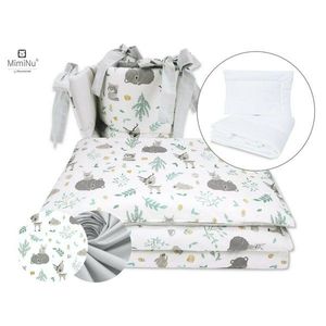 Set lenjerie patut MimiNu 6 piese bumbac cu pilota perna aparatori laterale 120x60 cm Forest Friends Mint imagine