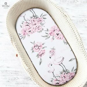 Cearceaf cu elastic Miminu pentru landou 80x35 cm din bumbac Peonie Pink imagine