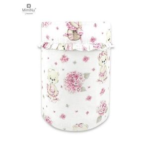 Cos rotund cu volanase MimiNu pentru depozitare jucarii din bumbac 50x35 cm Design Pink Ballerina imagine