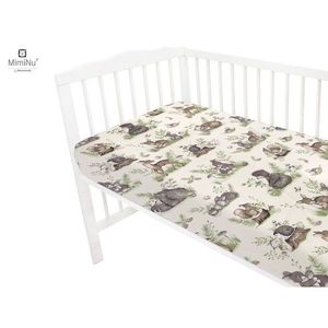 Cearceaf cu elastic MimiNu pentru patut 90x40 bumbac Design Calm Forest Natural imagine