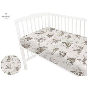 Cearceaf cu elastic MimiNu pentru patut 90x40 bumbac Design Calm Forest Beige imagine