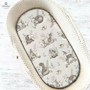 Cearceaf cu elastic Miminu pentru landou carucior si cosulet 80x35 cm Design Calm Forest Beige imagine