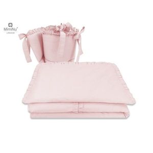 Lenjerie patut cu 4 piese MimiNu din bumbac protectii laterale 120x60 cm Colectia Royal Powder Pink imagine