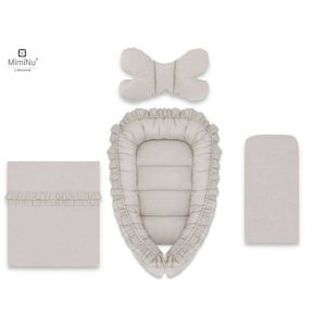 Set 4 in 1 Cosulet bebelus MimiNu Baby Cocoon 75x55 cm Colectia Royal Beige imagine