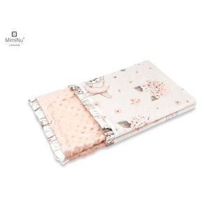 Paturica pufoasa cu doua fete MimiNu dimensiune 75x100 cm tesatura minky si bumbac Design Powdery Pink Ballerina imagine