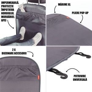 Husa protectie cu organiser spatar scaun Diono Stuff N Scuff XL Gray imagine