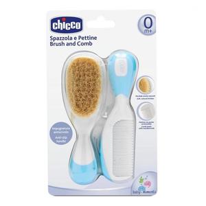 Set pieptan si perie Chicco par natural bleu imagine