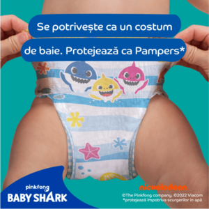 Scutece chilotel pentru apa Pampers Splashers marimea 4 Baby Shark 9-15 kg 11 buc imagine