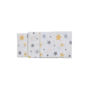 Set 3 scutece din finet 80x80 cm Nichiduta Yellow and Grey Stars imagine