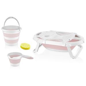 Set de baie cu 5 piese si cadita pliabila Babyjem Pink imagine