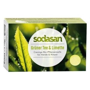 Sapun crema bio ceai verde si lime 100g Sodasan imagine