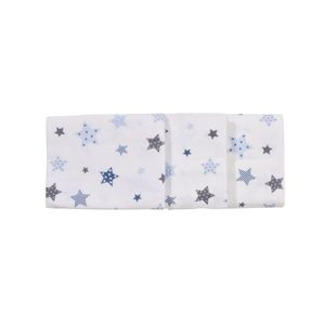 Set 3 scutece din finet 80x80 cm Nichiduta Blue and grey stars imagine