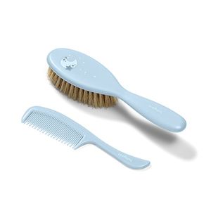 Set perie din par natural moale si pieptene Baby Ono Bleu imagine